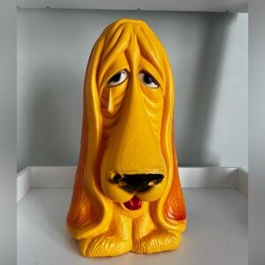 VTG 1970’s Sad Crying Tear Basset reliable Hound Dog Piggy Bank by w Plug